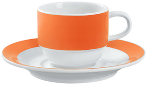 filiżanka do kawy Multi-Color; 160ml, 7x6 cm (ØxW); biały/pomarańczowy; okrągły; 6 sztuka / opakowanie