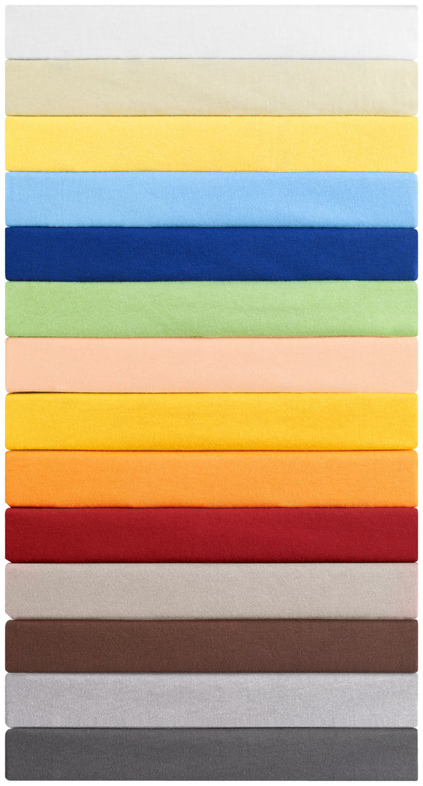 prześcieradło z gumką Jersey; 90-100x190-200 cm (SxD); żółty; 2 sztuka / opakowanie