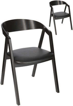 Stapelstuhl Calma Kunstleder Buchenholz schwarz lackiert; 54x53x79 cm (SxGxW); siedzisko czarny