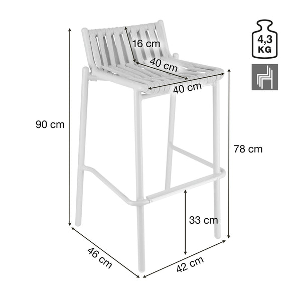 Outdoor-Barstuhl Lumaro; 40x42x90 cm (SxGxW); siedzisko taupe