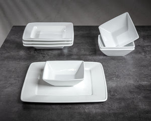 talerz głęboki Jazz; 310ml, 21.5x21.5x3.5 cm (DxSxW); biały; kwadrat; 4 sztuka / opakowanie