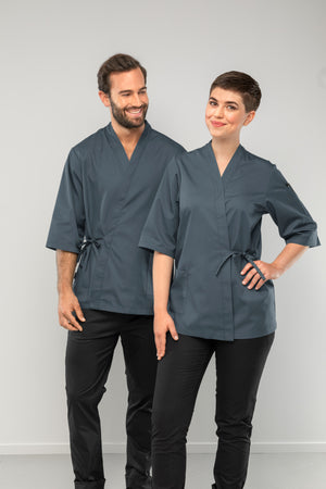 bluza kucharska męska Yuki; Kleidergröße 60; szaro-błękitny