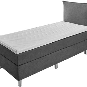 łóżko kontynentalne Basic tkanina tapicerska, wezgłowie z tkaniny; 100x200x63 cm (SxDxW); antracyt; -
