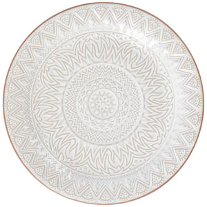 talerz płaski Indie; 21x2.5 cm (ØxW); biały; okrągły; 4 sztuka / opakowanie