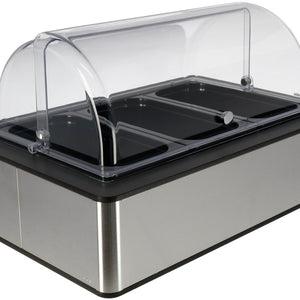 witrynka chłodząca Fundale antracyt 10 cm melamina czarna 3 x 1/3; Größe GN 1/1, 63x42.5x27.4 cm (DxSxW); antracyt/transparentny/biały; prostokątny