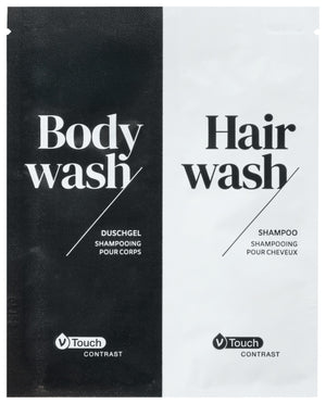 szampon i żel pod prysznic Contrast; 12 ml; jasny niebieski/żółty; 800 sztuka / opakowanie