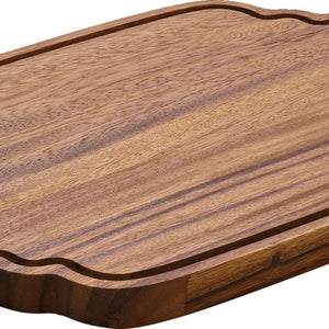 Servierbrett rechte. mit Rillen 33x24cm; 33x24x2.1 cm (DxSxW); akacja brąz; prostokątny