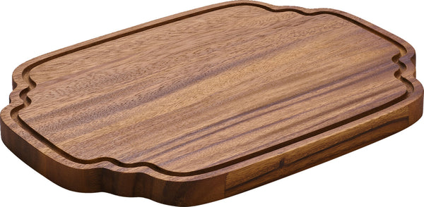 Servierbrett rechte. mit Rillen 33x24cm; 33x24x2.1 cm (DxSxW); akacja brąz; prostokątny