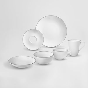 talerz głęboki Bellino; 600ml, 20x3.8 cm (ØxW); biały/czarny; okrągły; 6 sztuka / opakowanie
