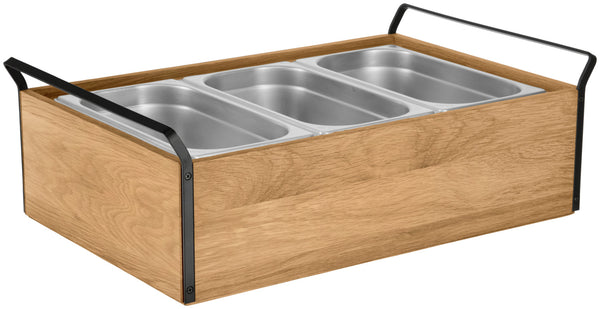 witrynka chłodząca Montana dąb hoch 10 cm Edelstahl 3x 1/3; Größe GN 1/1