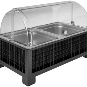 witrynka chłodząca Portland 10 cm stal szlachetna 2 x 1/2; Größe GN 1/1, 55.4x35.2x29.9 cm (DxSxW); antracyt/transparentny/stal nierdzewna; prostokątny