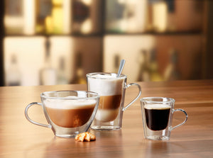 szklanka do espresso Dila z uszkiem; 130ml, 6.7x8 cm (ØxW); transparentny; 2 sztuka / opakowanie