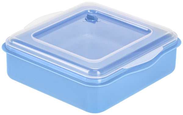 lunch box do wielokrotnego użytku Takao; 2000ml, 22x21x7 cm (DxSxW); niebieski/transparentny; kwadrat; 25 sztuka / opakowanie