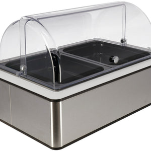 witrynka chłodząca Fundale biała 6,5 cm melamina czarna 2 x 1/2; Größe GN 1/1, 63x42.5x27.4 cm (DxSxW); biały/transparentny; prostokątny