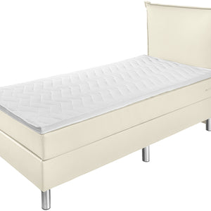 łóżko kontynentalne Basic sztuczna skóra, wezgłowie z tkaniny; 90x200x63 cm (SxDxW); perłowa biel; -