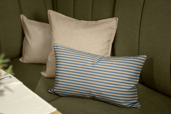 Dekokissenbezug Eda gestreift; 40x40 cm (SxD); niebieski/beżowy