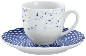 filiżanka do espresso Mixor z kropkami; 100ml, 6.2x5.5 cm (ØxW); biały/niebieski; okrągły; 6 sztuka / opakowanie