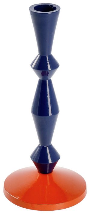 świecznik Aneska; 7.5x20 cm (ØxW); ciemny niebieski/pomarańczowy