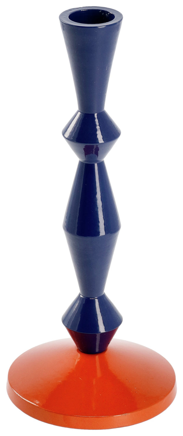 świecznik Aneska; 7.5x20 cm (ØxW); ciemny niebieski/pomarańczowy