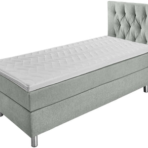 łóżko kontynentalne Premium tkanina tapicerska, wezgłowie Chesterfield; 100x200x69 cm (SxDxW); szary; -