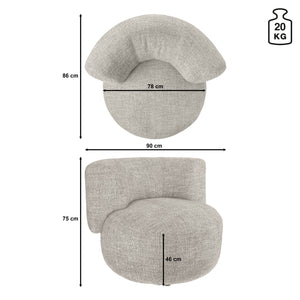 Loungesessel Tesilo 3-Sitzer; 90x86x75 cm (SxGxW); siedzisko taupe