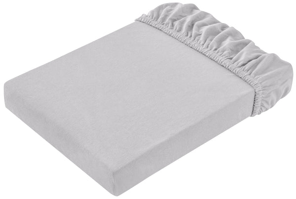 prześcieradło z gumką Jersey; 180-200x190-200 cm (SxD); jasny szary
