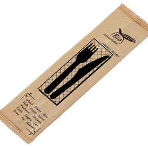 zestaw sztućców jednorazowych Betulla S; 16 cm (D); brązowy; 60 zestaw(y) / opakowanie