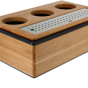 ekspozytor bufetowy do karafek Montana dąb 44927; Größe GN 1/1, 57x36.5x18.5 cm (DxSxW); dąb/stal nierdzewna; prostokątny