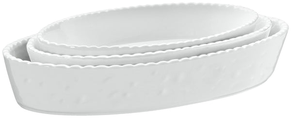 formy do pieczenia Kalumi; 500ml, 21.5x12x4 cm (DxSxW); biały; owalny; 3 sztuka / opakowanie