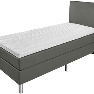 łóżko kontynentalne Basic sztuczna skóra, wegłowie gładkie; 200x200x63 cm (SxDxW); ciemny szary; -