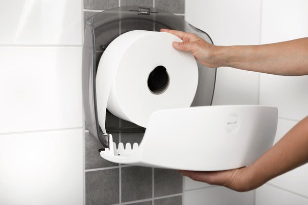 Toilettenpapierspender Gigant L für Jumborollen; 34.2x35.6x4.9 cm (SxWxG); czarny/biały