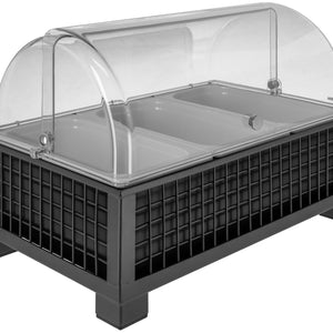 witrynka chłodząca Portland 10 cm melamina biała 3 x 1/3; Größe GN 1/1, 55.4x35.2x29.9 cm (DxSxW); antracyt/transparentny/biały; prostokątny