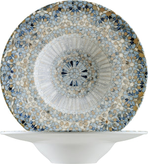 talerz do makaronu Luca Mosaic; 400ml, 28x5.5 cm (ØxW); pomarańczowy/ciemny niebieski/jasny niebieski/żółty/biały; okrągły; 6 sztuka / opakowanie