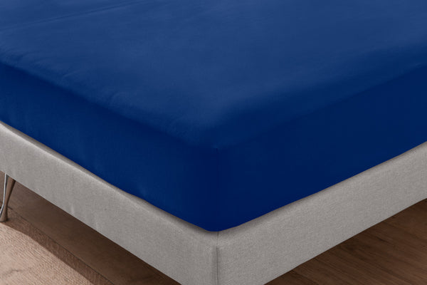 prześcieradło z gumką Jersey; 140-160x190-200 cm (SxD); niebieski kobalt
