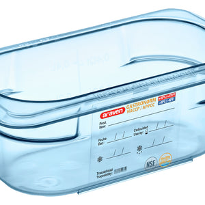 pojemnik na żywność GN 1/9 niebieski; Größe GN 1/9, 600ml, 17.6x10.8x6.5 cm (DxSxG); niebieski