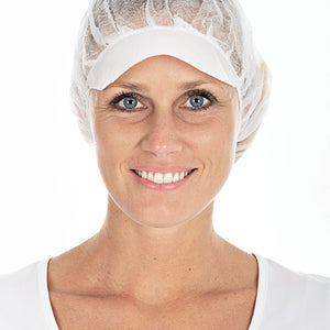 czepek jednorazowy z daszkiem; Kleidergröße jeden rozmiar, 48 cm (Ø); biały; 100 sztuka / opakowanie