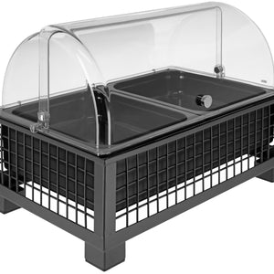 witrynka chłodząca Portland 6,5 cm melamina czarna 2 x 1/2; Größe GN 1/1, 55.4x35.2x29.9 cm (DxSxW); antracyt/transparentny/biały; prostokątny