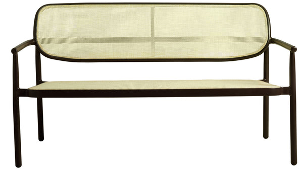 ławka Candia; 144x68x79 cm (SxGxW); siedzisko beżowy, stelaż ciemny brąz