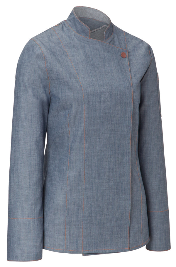 bluza kucharska damska Scott Denim długi rękaw; Kleidergröße 42; jasny dżins