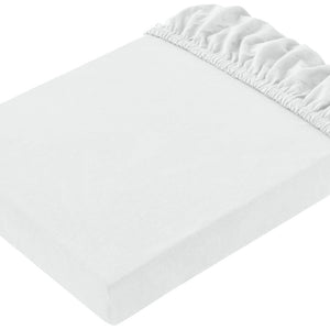 prześcieradło z gumką Elastik-Jersey; 140-160x200-220 cm (SxD); biały