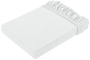 prześcieradło z gumką Elastik-Jersey; 140-160x200-220 cm (SxD); biały