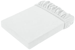 prześcieradło z gumką Jersey; 140-160x190-200 cm (SxD); biały