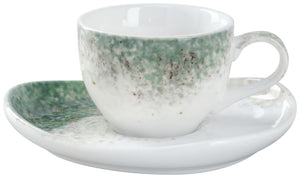 spodek do filiżanki do espresso Purior; 12.5x11x2.1 cm (DxSxW); biały/niebieski petrol; owalny; 6 sztuka / opakowanie