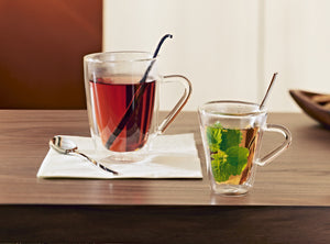 szklanka do herbaty Dila z uchem; 320ml, 8.5x11.1 cm (ØxW); transparentny; 2 sztuka / opakowanie