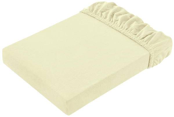 prześcieradło z gumką Elastik-Jersey; 90-100x200-220 cm (SxD); szampan
