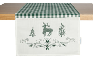 bieżnik Chatelete jeleń; 40x130 cm (SxD); zielony/biały; prostokątny