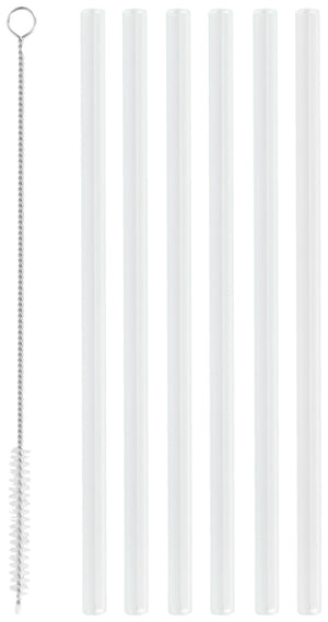 szklane słomki Emina zestaw 7-częścoiwy; 0.8x20 cm (ØxD); biały