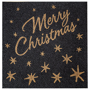 Weihnachtsserviette Merry Christmas; 20x20 cm (SxD); czarny; 100 sztuka / opakowanie