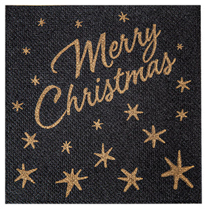 Weihnachtsserviette Merry Christmas; 20x20 cm (SxD); czarny; 100 sztuka / opakowanie