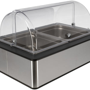 witrynka chłodząca Fundale antracyt 10 cm stal szlachetna 2 x 1/2; Größe GN 1/1, 63x42.5x27.4 cm (DxSxW); antracyt/transparentny/stal nierdzewna; prostokątny